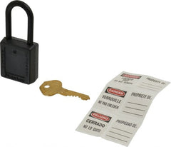 Master Lock - Keyed Alike Nonconductive Lockout Padlock - 1-1/2" Shackle Clearance, 1/4" Shackle Diam, 1-3/4" Body Height x 1-1/2" Body Width, Black, 6 Pins - Exact Tooling