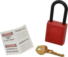 Master Lock - Keyed Alike Nonconductive Lockout Padlock - 1-1/2" Shackle Clearance, 1/4" Shackle Diam, 1-3/4" Body Height x 1-1/2" Body Width, Red, 6 Pins - Exact Tooling