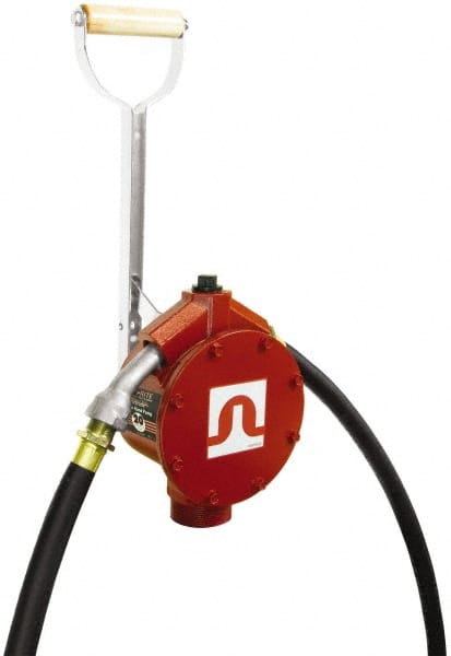 Tuthill - 3/4" Outlet, Cast Aluminum Hand Operated Piston Pump - 25.6 oz per Stroke, 24" OAL, For Gasoline, Diesel Fuel, Lightweight Oil & Kerosene - Exact Tooling