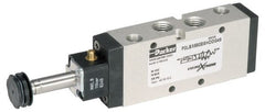 Parker - 1/8" NPT Port, Single Solenoid, 2 Position Valveless Coil, Aluminum Solenoid Valve - Normally Open Through Ports 1 & 2, 232 Max PSI, Buna-N Seal - Exact Tooling