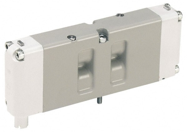 Parker - Double Solenoid 3 Position, Aluminum Solenoid Valve - Center Exhaust Open, 145 Max PSI, Buna-N Seal - Exact Tooling