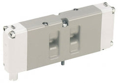 Parker - Double Solenoid 3 Position, Aluminum Solenoid Valve - Center Exhaust Open, 145 Max PSI, Buna-N Seal - Exact Tooling
