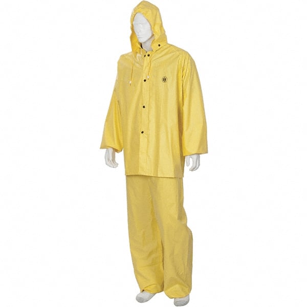 MCR Safety - Size 4XL, Yellow, Rain Three Piece Suit - Detachable Hood, Take Up Snaps Ankle, Take Up Snaps Wrist - Exact Tooling