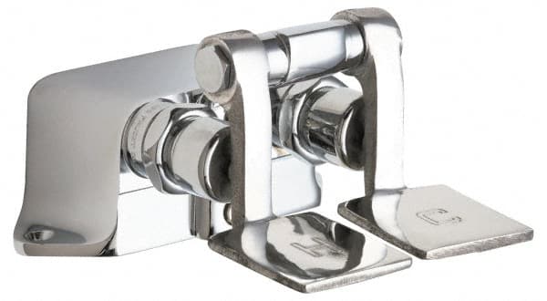 Chicago Faucets - No Spout, Self Closing Cartridges Design, Rough Chrome, Floor Mounted, Floor Mounted Faucet with Short Pedals - Pedal Handle - Exact Tooling
