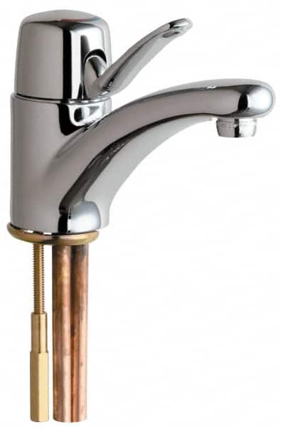 Chicago Faucets - Single Handle, Deck Mounted, Single Hole Bathroom Faucet - Ceramic Mixing Cartridge, No Drain, Integral Spout - Exact Tooling
