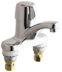 Chicago Faucets - Round Handle, Deck Mounted Bathroom Faucet - One Handle, No Drain, Standard Spout - Exact Tooling