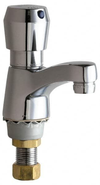 Chicago Faucets - Round Handle, Deck Mounted Bathroom Faucet - One Handle, No Drain, Standard Spout - Exact Tooling