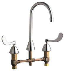 Chicago Faucets - Wrist Blade Handle, Wide Spread Bathroom Faucet - Two Handle, No Drain, Gooseneck Spout - Exact Tooling