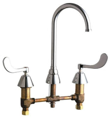 Chicago Faucets - Wrist Blade Handle, Wide Spread Bathroom Faucet - Two Handle, No Drain, Gooseneck Spout - Exact Tooling
