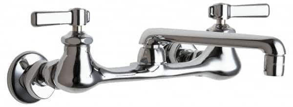 Chicago Faucets - Wall Mount, Swing Spout Service Sink Faucet - Two Handle, Lever Handle, 6 Cast Spout, No Drain - Exact Tooling