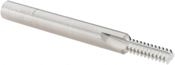 Scientific Cutting Tools - 1/4-20 Thread, 1/4" Shank Diam, Bright Coating, Solid Carbide Straight Flute Thread Mill - 3 Flutes, 2-1/2" OAL, 1/4" Min Noml Diameter - Exact Tooling