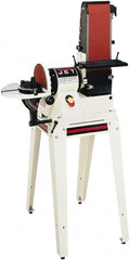 Jet - 48" Long x 6" Wide Belt, 9" Diam Horizontal & Vertical Combination Sanding Machine - 2,258 Ft/min Belt Speed, 3/4 hp, Single Phase - Exact Tooling