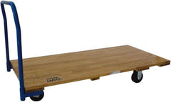 PRO-SOURCE - 1,400 Lb Capacity Hardwood/Steel Platform Truck - Hardwood Deck, 24" OAW, 48" Platform Length, Mold-On-Rubber Casters - Exact Tooling