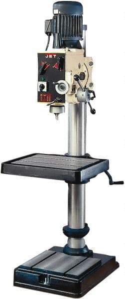 Jet - 10" Swing, Geared Head Drill & Tap Press - 12 Speed, 2 hp, Three Phase - Exact Tooling