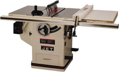 Jet - 10" Blade Diam, 5/8" Arbor Diam, 1 Phase Table Saw - 5 hp, 65" Wide x 36" Deep x 38" High, 230 Volt, 3" Cutting Depth - Exact Tooling