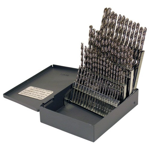 #1-#60 RHS / RHC HSS 118 Degree Radial Point General Purpose Jobber Length Drill Set - Bright - Exact Tooling