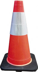 PRO-SAFE - 18" High, Orange Traffic Cone with Base - 12" Base Width, 3 Lb, PVC - Exact Tooling