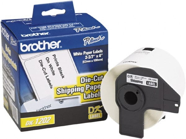 Brother - 3.91" Wide x 2-13/32" Long, White Paper Shipping Label - For Label Maker - Exact Tooling
