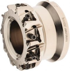 Iscar - 10 Inserts, 3" Cut Diam, 1" Arbor Diam, 0.492" Max Depth of Cut, Indexable Square-Shoulder Face Mill - 0/90° Lead Angle, 2" High, T490 LN.. 1306 Insert Compatibility, Through Coolant, Series Helitang - Exact Tooling