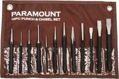 Paramount - 12 Piece Punch & Chisel Set - 13/64 to 1/2" Chisel, 3/8 to 3/16" Punch, Hexagon Shank - Exact Tooling