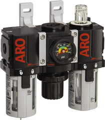 ARO/Ingersoll-Rand - 1/8" NPT Port Miniature 3 Piece Filter-Regulator-Lubricator FRL Unit - Polycarbonate Bowl, 34 SCFM, 150 Max psi, 5" High x 4.724" Long, Manual Drain - Exact Tooling