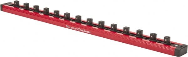 Value Collection - 12 Piece Capacity Magnetic Locking Socket Holder - 3/8" Drive, Red - Exact Tooling