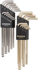 Bondhus - 22 Piece L-Key Combo Hex Key Set - Hex Range 0.05 to 3/8" - Exact Tooling