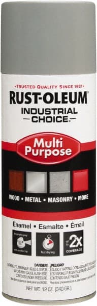 Rust-Oleum - ANSI 61 Light Gray, Gloss, Enamel Spray Paint - 15 to 25 Sq Ft per Can, 12 oz Container, Use on Multipurpose - Exact Tooling