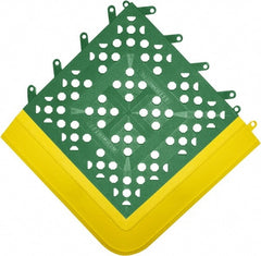 Wearwell - 27" Long x 30" Wide x 27" High x 5/8" Thick, PVC Plumbed Wash Station Emergency Eyewash/Drench Shower Mat - Green Matting, Includes 3" Wide Ramps - Exact Tooling