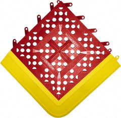 Wearwell - 27" Long x 30" Wide x 27" High x 5/8" Thick, PVC Plumbed Wash Station Emergency Eyewash/Drench Shower Mat - Red Matting, Includes 3" Wide Ramps - Exact Tooling