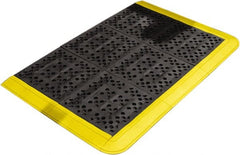 Wearwell - Dry/Wet Environment, Anti-Fatigue Matting - Black & Yellow, Vinyl with Vinyl Base, Beveled - Exact Tooling