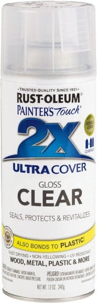 Rust-Oleum - Clear, Gloss, Enamel Spray Paint - 8 Sq Ft per Can, 12 oz Container, Use on Multipurpose - Exact Tooling