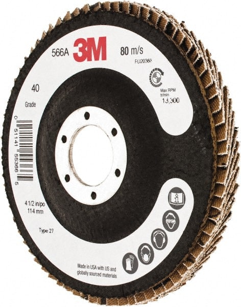 3M - Flap Disc - Cloth Backing, Arbor Attaching System - Exact Tooling