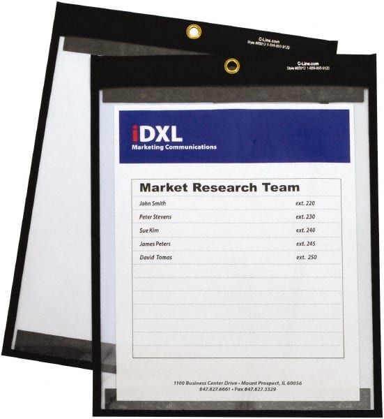 C-LINE - 25 Piece Black/Clear Shop Ticket Holder - 12" High x 9" Wide - Exact Tooling