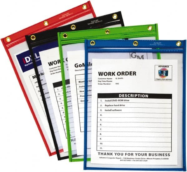 C-LINE - 20 Piece Black, Red, Blue & Green Shop Ticket Holder - 12" High x 9" Wide - Exact Tooling