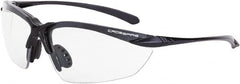CrossFire - Clear Lenses, Frameless Safety Glasses - Scratch Resistant, Black Polycarbonate Frame, Size Universal, Wrap Around - Exact Tooling