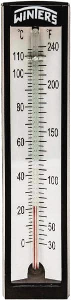 Winters - 30 to 240°F, Industrial Thermometer with Standard Thermowell - 2 Inch Immersion Length, 1-7/8 Inch Stem Length, 6 Inch Long, 1/2 Inch Thread - Exact Tooling