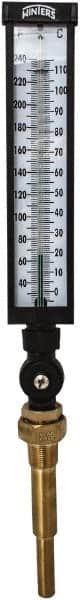 Winters - 30 to 240°F, Industrial Thermometer with Standard Thermowell - 5 Inch Immersion Length, 6 Inch Stem Length, 20 Inch Long, 3/4 Inch Thread - Exact Tooling