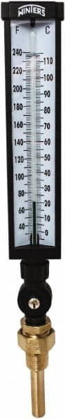 Winters - 30 to 240°F, Industrial Thermometer with Standard Thermowell - 3 Inch Immersion Length, 3-1/2 Inch Stem Length, 17 Inch Long, 3/4 Inch Thread - Exact Tooling