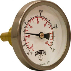 Winters - 30 to 250°F, Industrial Thermometer with Standard Thermowell - 1 Inch Immersion Length, 2.012 Inch Stem Length, 2 Inch Long, 3/4 Inch Thread - Exact Tooling