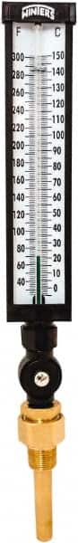 Winters - 30 to 300°F, Industrial Thermometer with Standard Thermowell - 3 Inch Immersion Length, 3-1/2 Inch Stem Length, 17 Inch Long, 3/4 Inch Thread - Exact Tooling