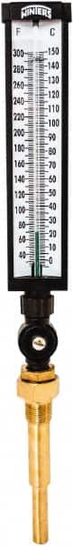 Winters - 30 to 300°F, Industrial Thermometer with Standard Thermowell - 5 Inch Immersion Length, 6 Inch Stem Length, 20 Inch Long, 3/4 Inch Thread - Exact Tooling