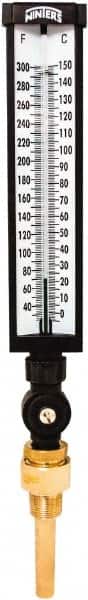 Winters - 30 to 300°F, Industrial Thermometer with Standard Thermowell - 3 Inch Immersion Length, 3-1/2 Inch Stem Length, 17 Inch Long, 3/4 Inch Thread - Exact Tooling