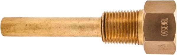 Winters - 4-1/2 Inch Overall Length, 1/2 Inch Thread, Brass Thermowell - 2-1/2 Inch Insertion Length - Exact Tooling
