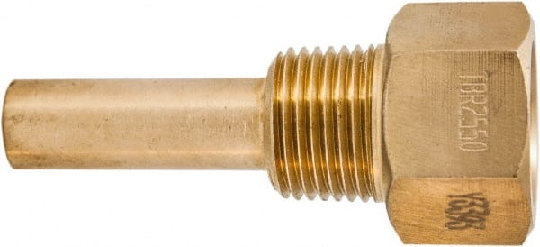 Winters - 3-1/2 Inch Overall Length, 1/2 Inch Thread, Brass Thermowell - 1-3/8 Inch Insertion Length - Exact Tooling