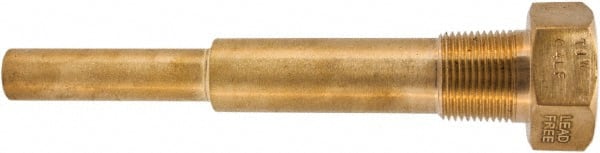 Winters - 6-3/4 Inch Overall Length, 3/4 Inch Thread, Brass Thermowell - 5 Inch Insertion Length - Exact Tooling