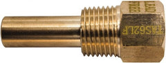Winters - 2-1/2 Inch Overall Length, 1/2 Inch Thread, Brass Thermowell - 1.3 Inch Insertion Length - Exact Tooling