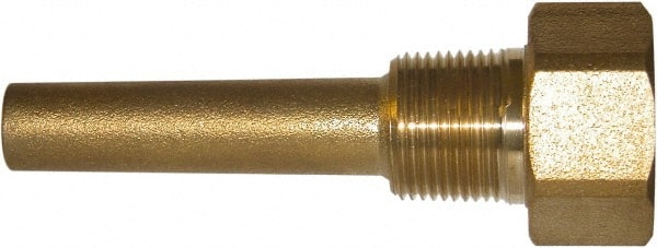 Winters - 4-1/4 Inch Overall Length, 3/4 Inch Thread, Brass Thermowell - 2-1/2 Inch Insertion Length - Exact Tooling