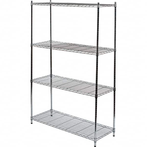 Quantum Storage - 4 Shelf Wire Shelving Unit - 48" Wide x 18" Deep x 72" High, - Exact Tooling
