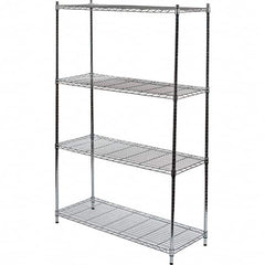 Quantum Storage - 4 Shelf Wire Shelving Unit - 48" Wide x 18" Deep x 72" High, - Exact Tooling